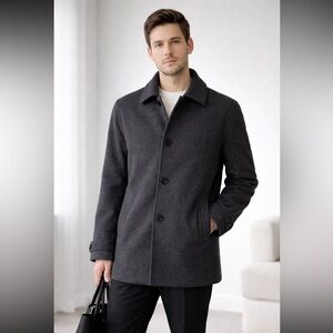 GAP Charcoal Gray Wool Blend Coat | Quilted Lining | Minimal Classic